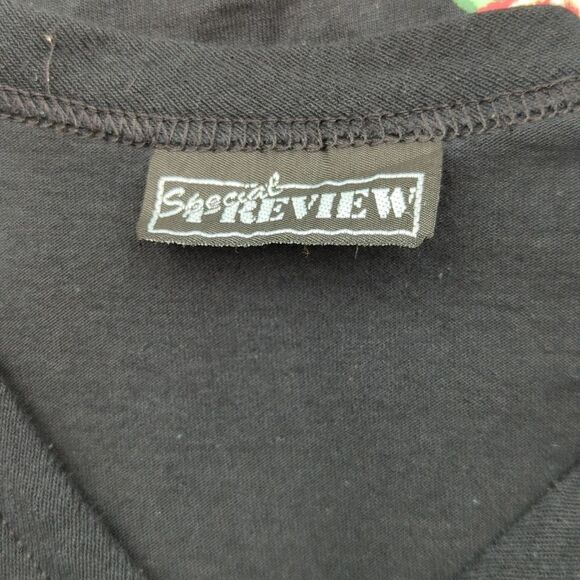 Special Preview Vtg Tiger Embroidered Look Patch Black Floral Cardigan Size L/XL - Picture 2 of 5